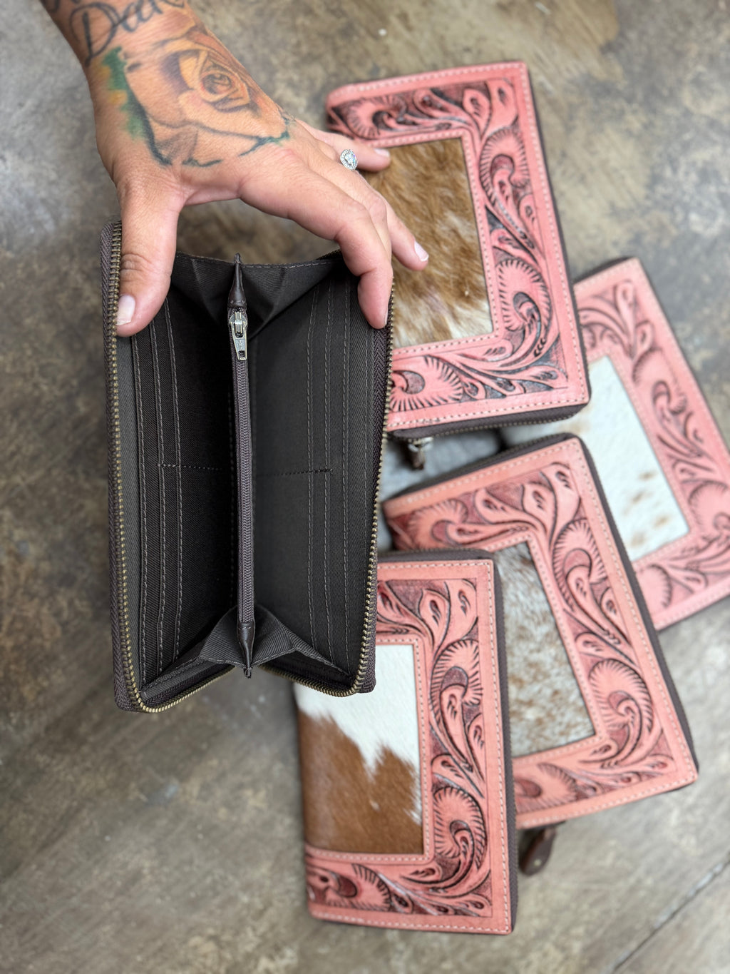Tooled leather wallet