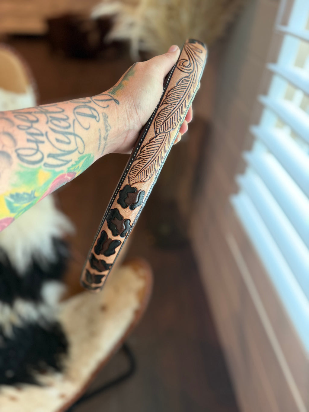 16 “ tooled leather steering wheel cover - read description before purchase