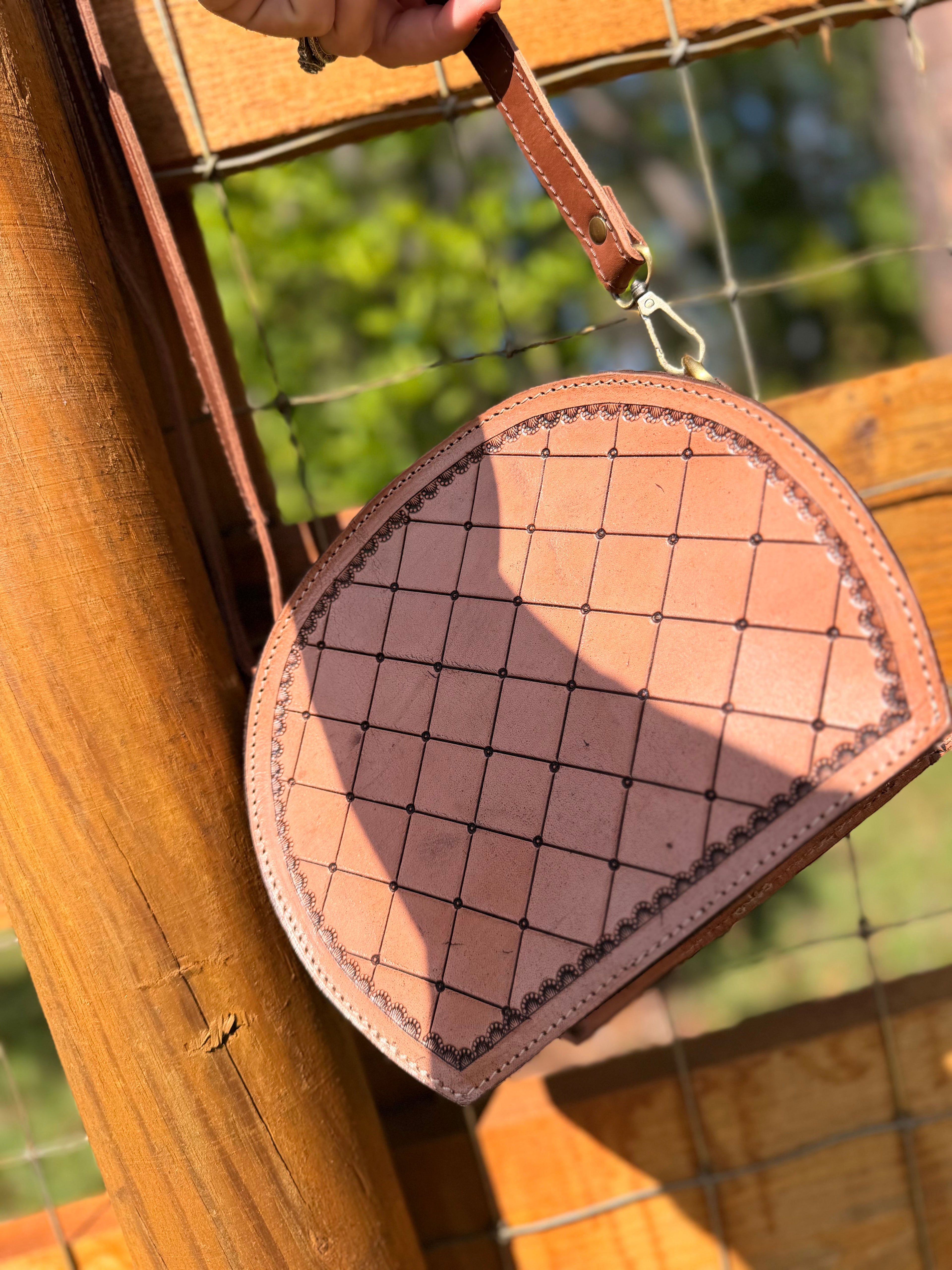 Highland crossbody tooled leather bag