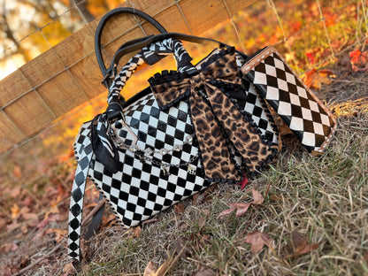 Duffle size cheetah checker speedy set with wallet