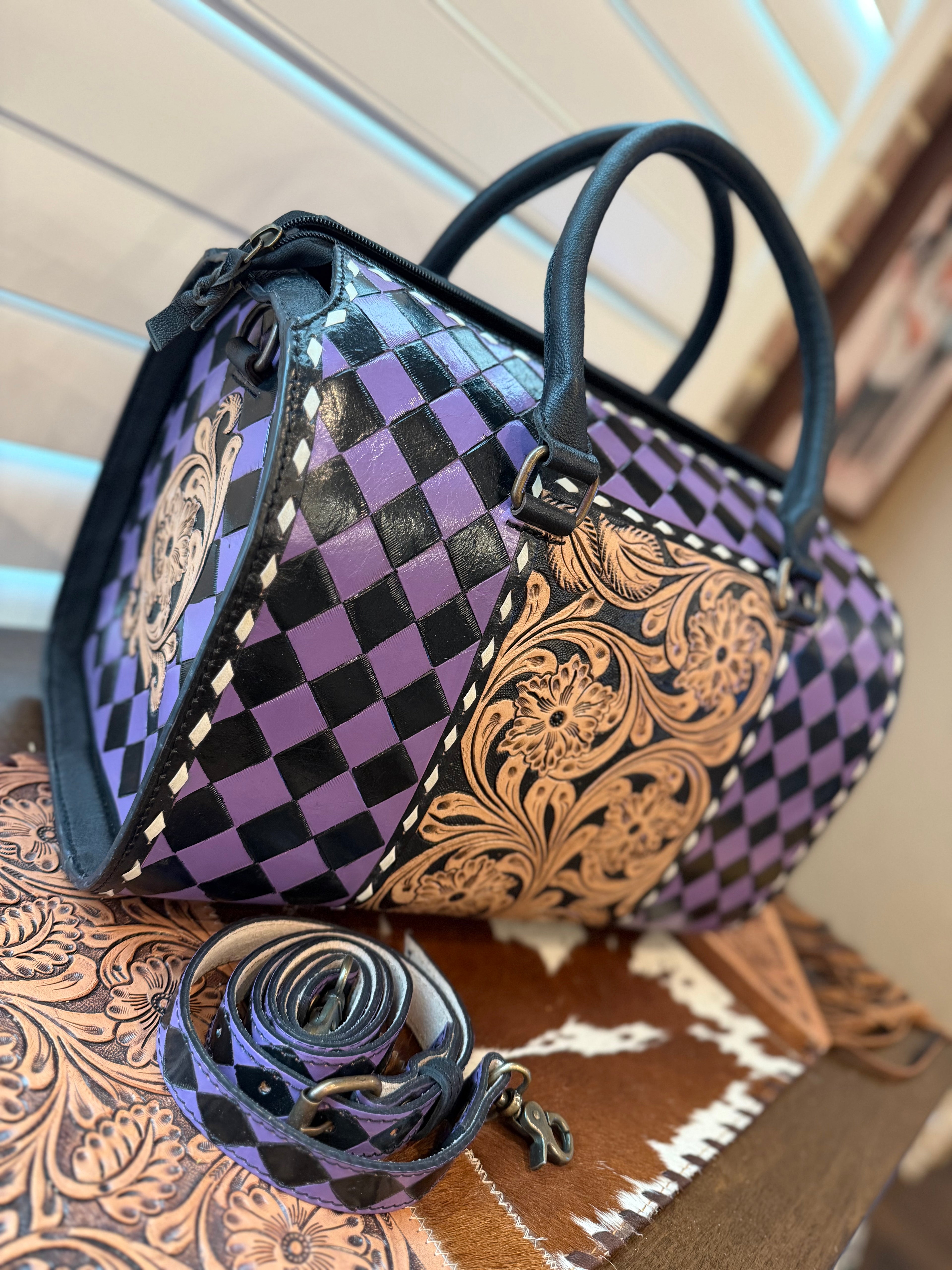 tooled leather speedy duffle (L)