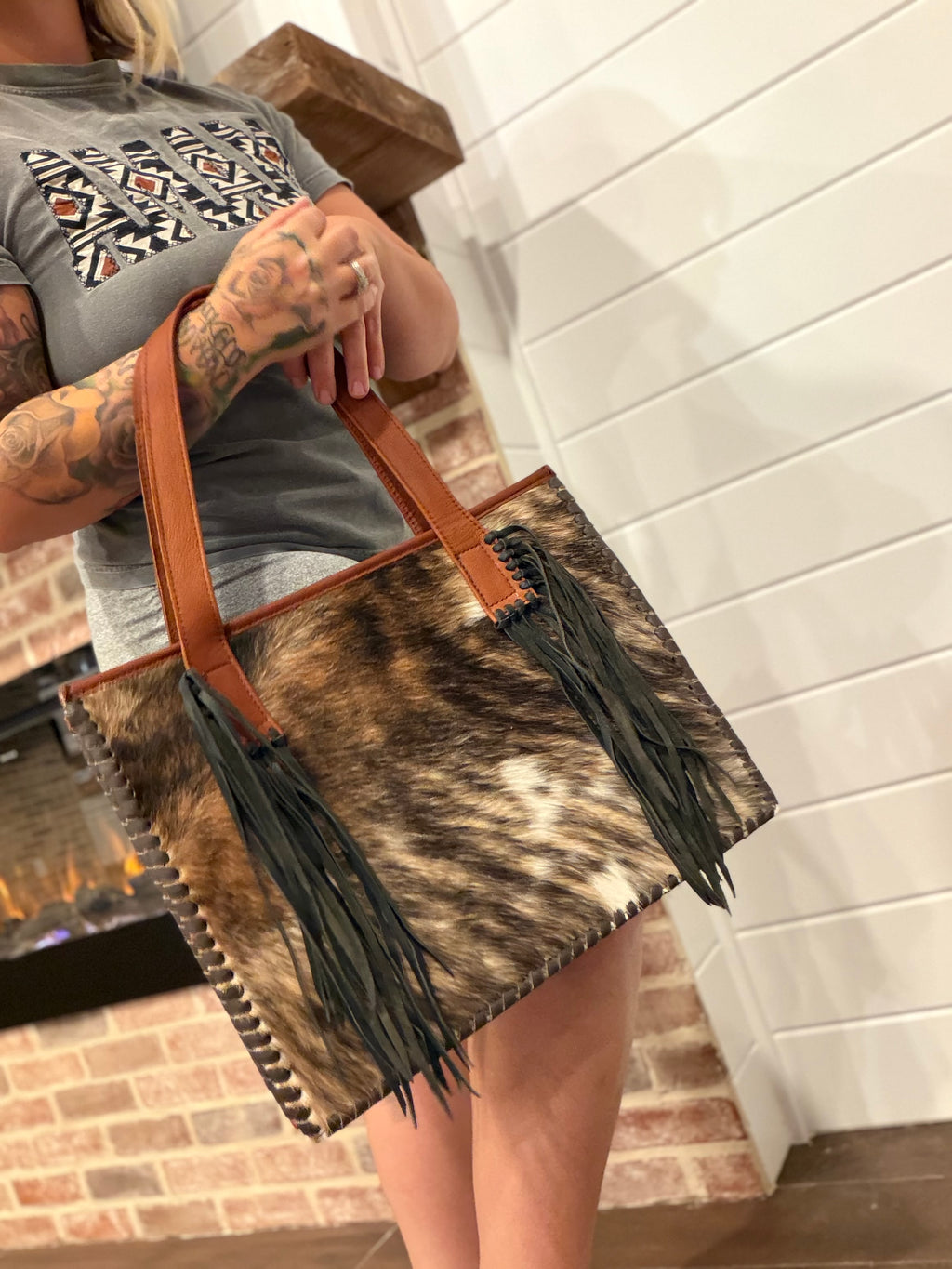 The Brindle Tote - cowhide &  leather / by The Painted Porches