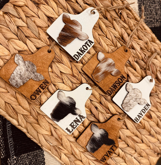 Wood cowhide personalized ornaments