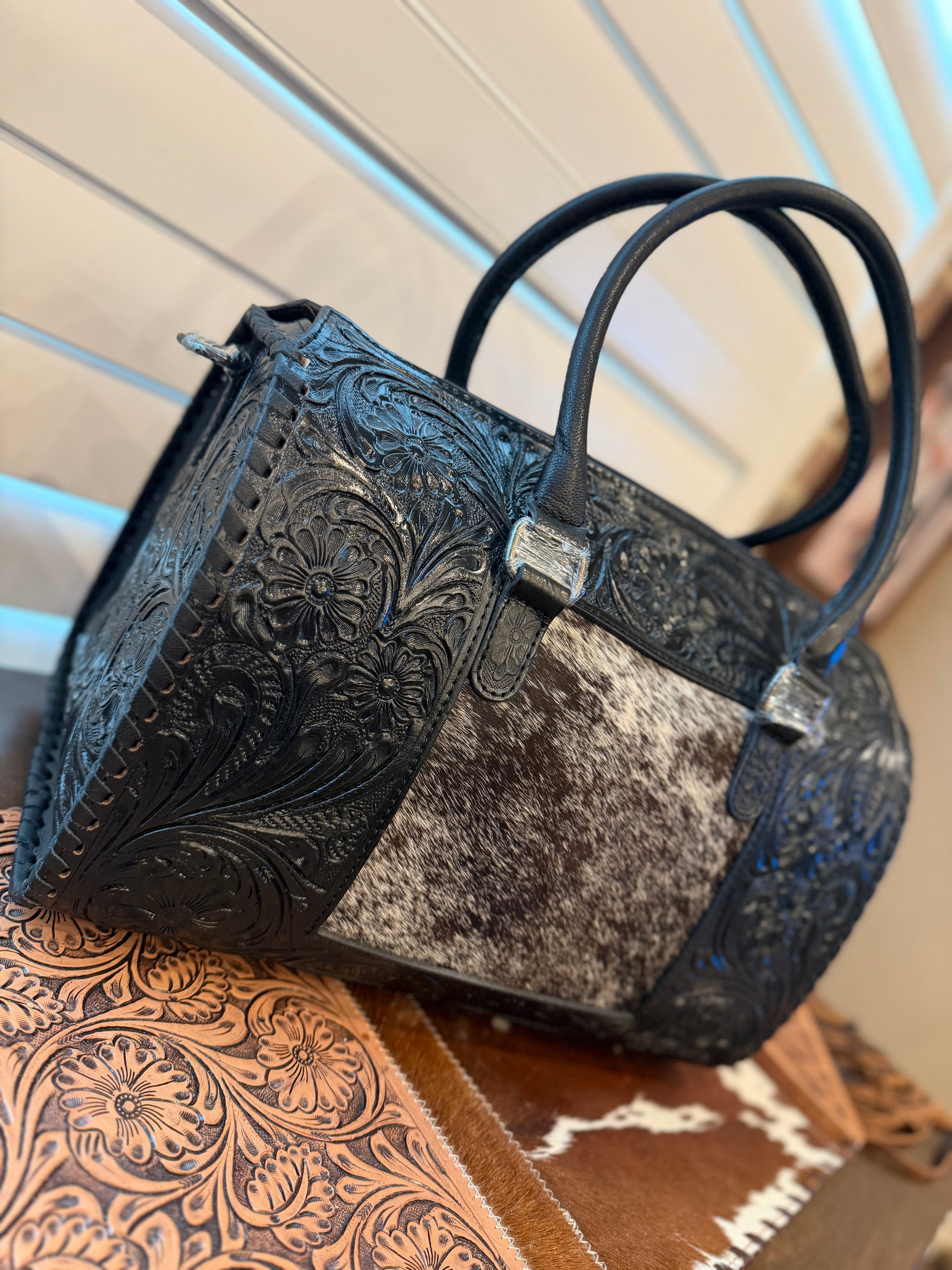 tooled leather speedy duffle (L)