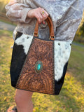 Cowhide and Leather crossbody purse