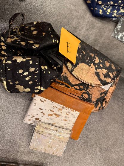 4 piece acid wash cowhide set