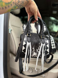 Black/white checker tooled leather speedy (mini)