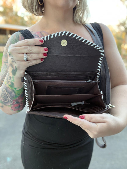 Teal Checker print cross body