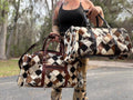 Patchwork cowhide duffel