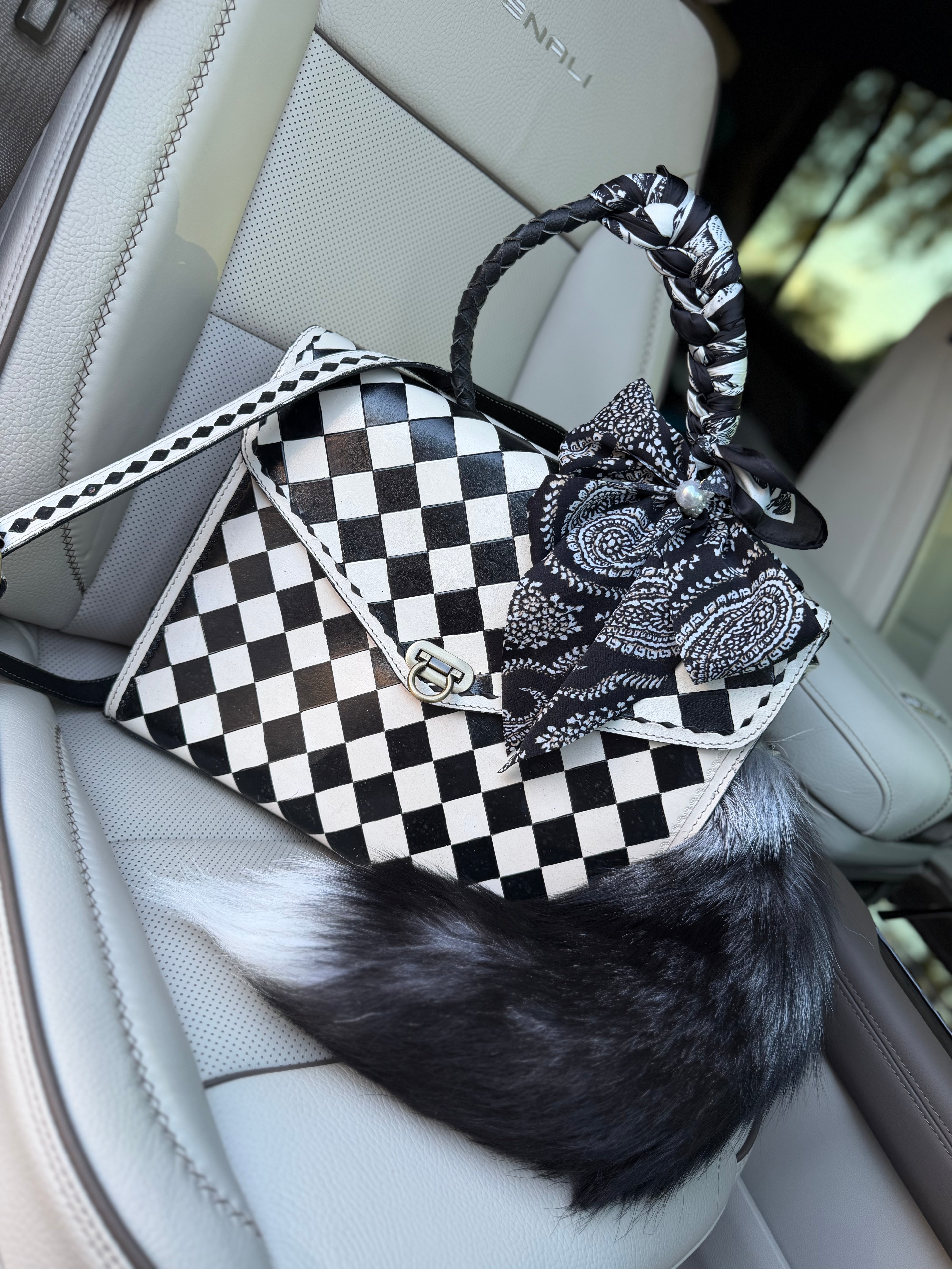 “Fancy Checks” Checker Tote bag 14”x12”x5.5”