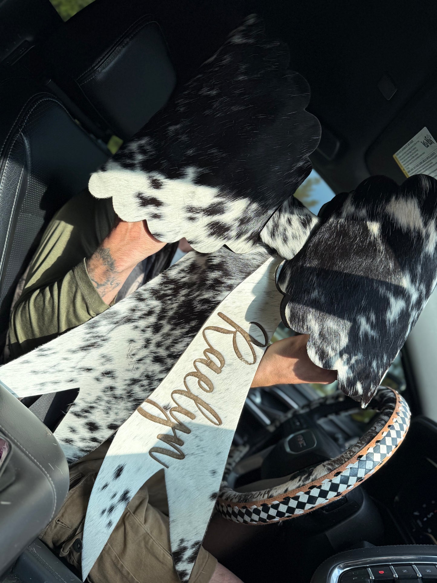 GINORMOUS 32” cowhide bow- Free engraving (read description fully)