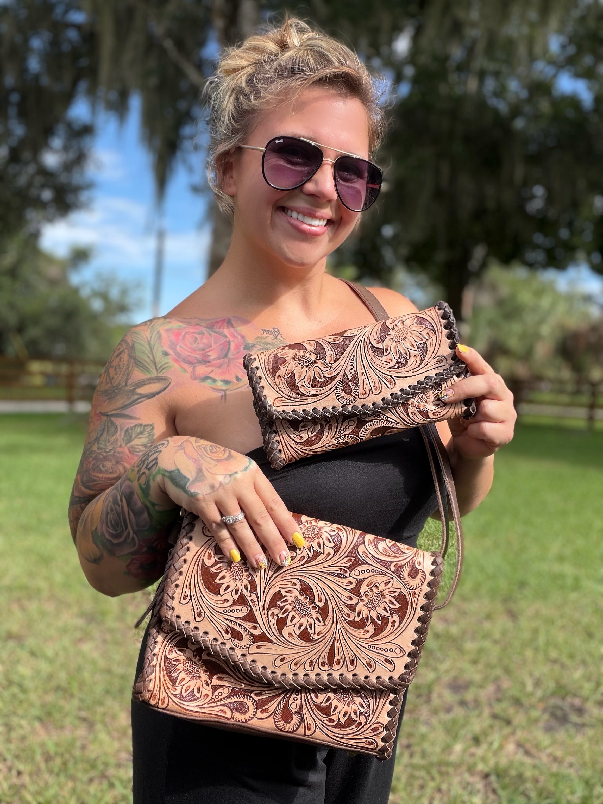 Tooled purse set with wallet