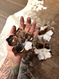 Large cowhide flower ornament set of 4