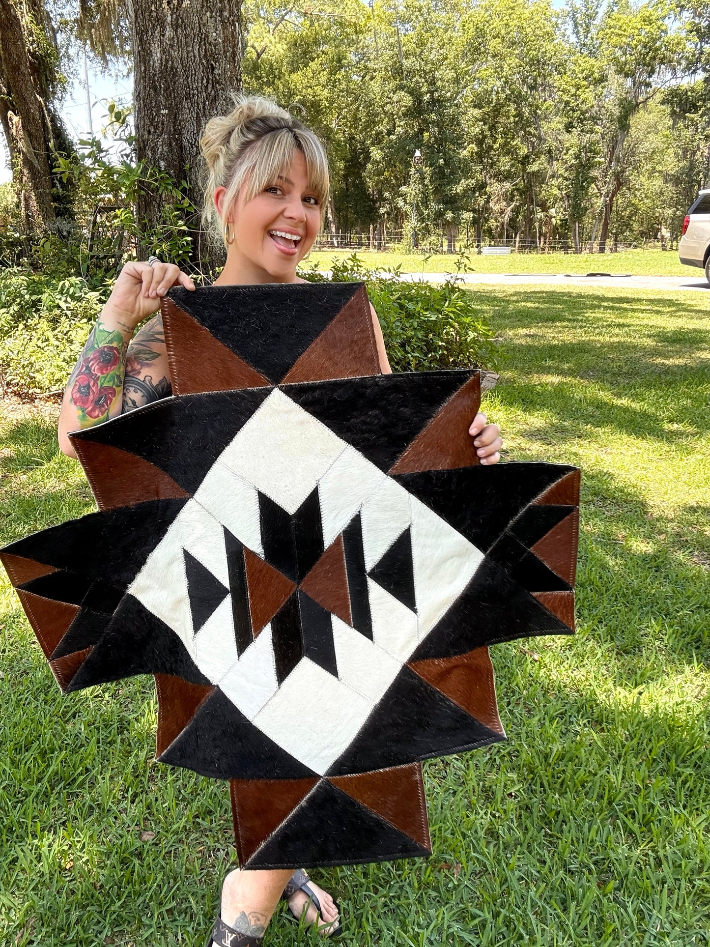 Aztec cowhide rug