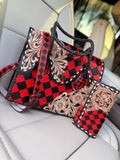 “Red Vixen” - black/red checker tote