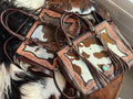 Cowhide Tooled leather tote bag with fringe