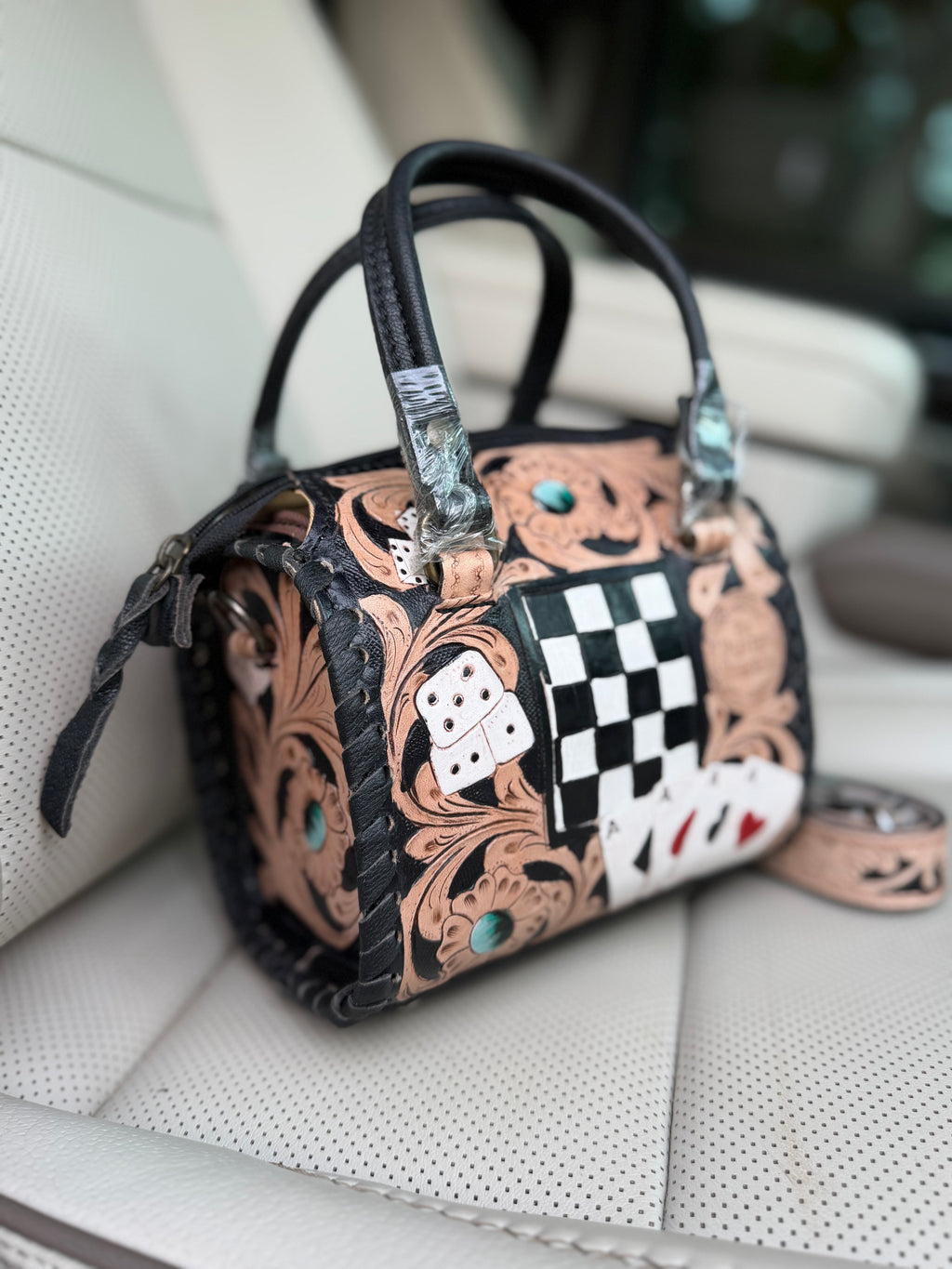 “Royal Flush” tooled leather speedy (mini)