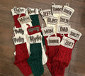 Knit stockings with cowhide name patch