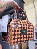 Peanut butter checker tooled leather speedy bag (L) - exclusive