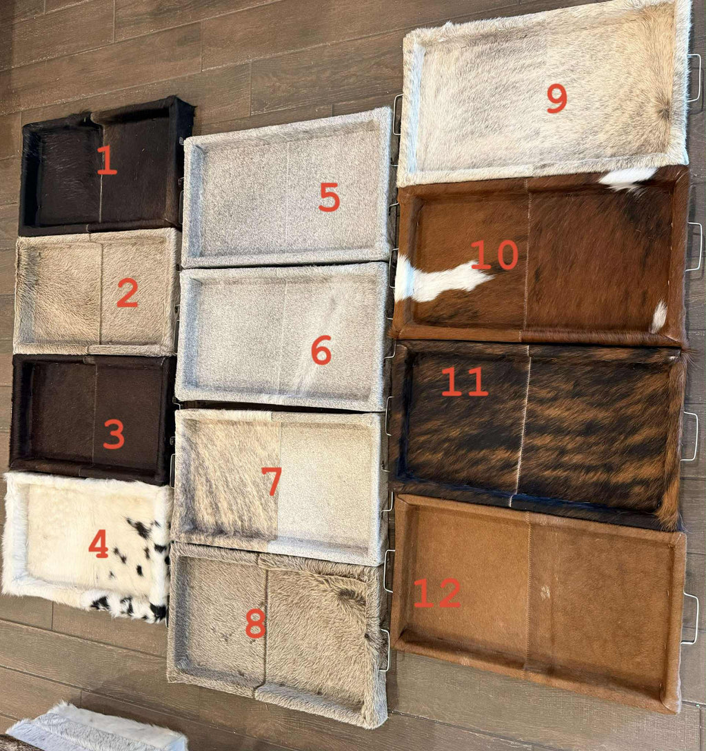 Large cowhide serving tray