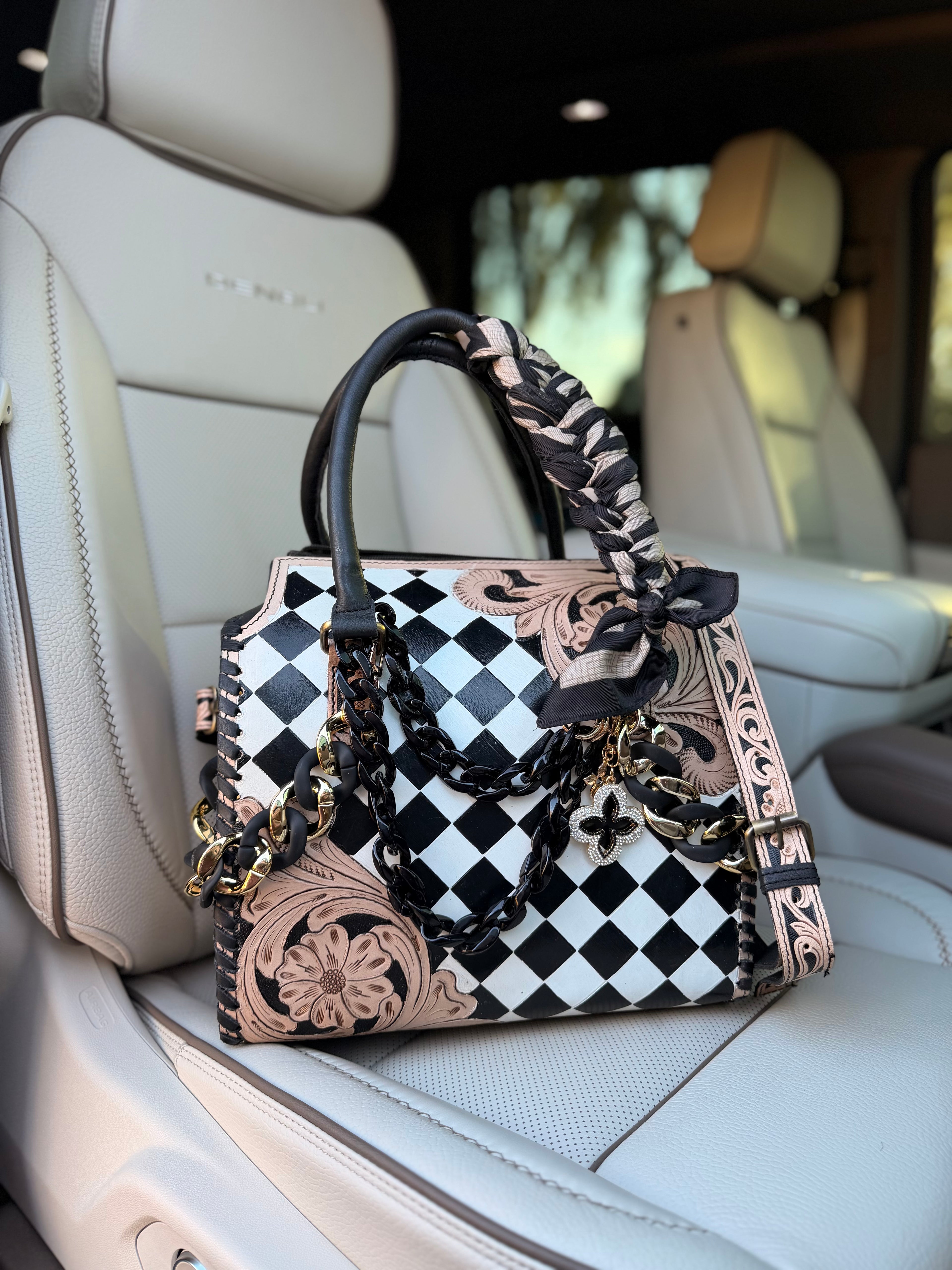 “Starlight Saddle” tooled leather speedy (L)