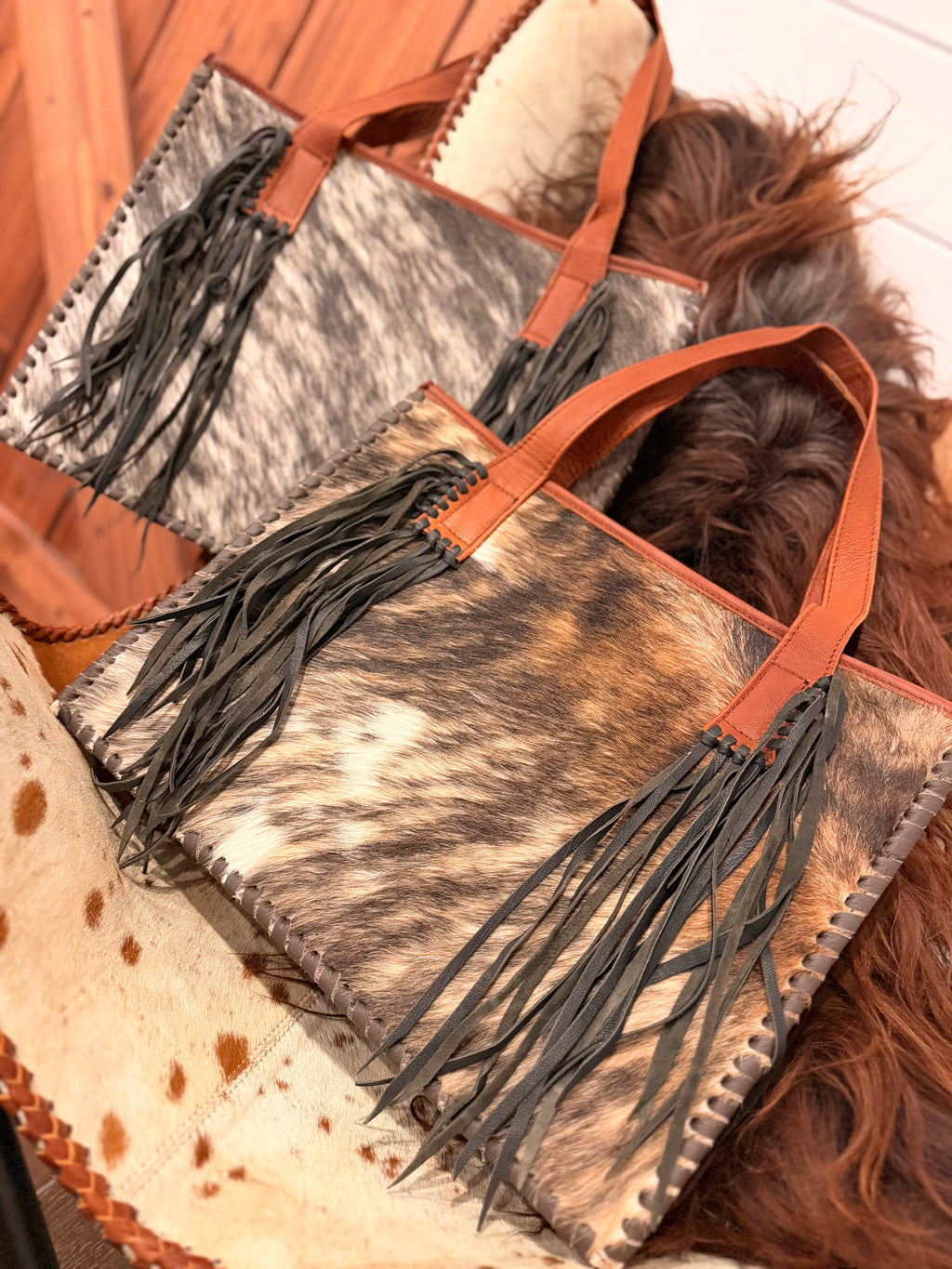 The Brindle Tote - cowhide &  leather / by The Painted Porches