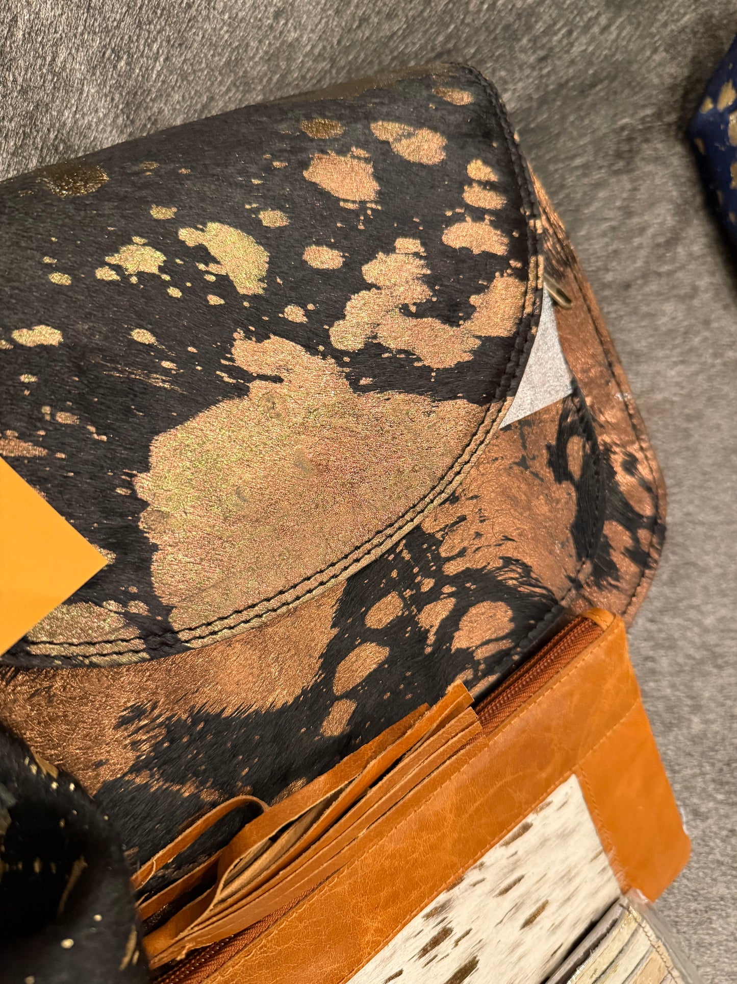 4 piece acid wash cowhide set