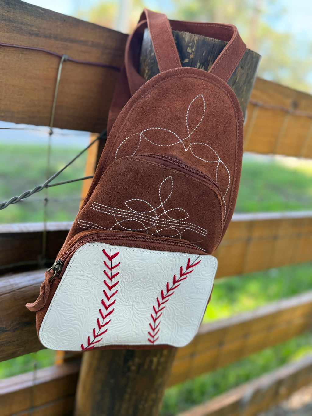 Baseball leather purse bookbag