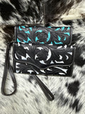 Tooled Floral wristlet wallet