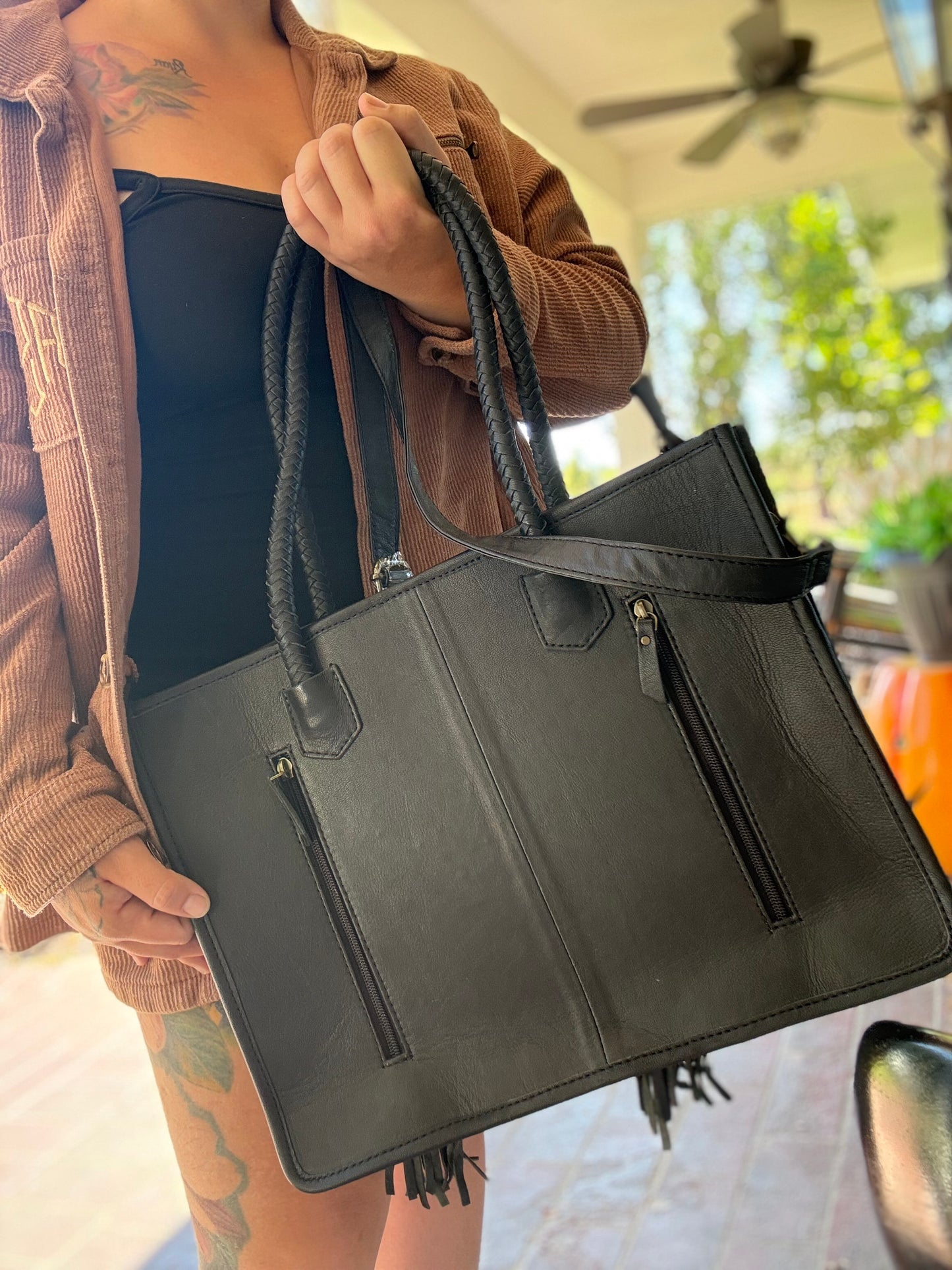 Tooled checker purse bag