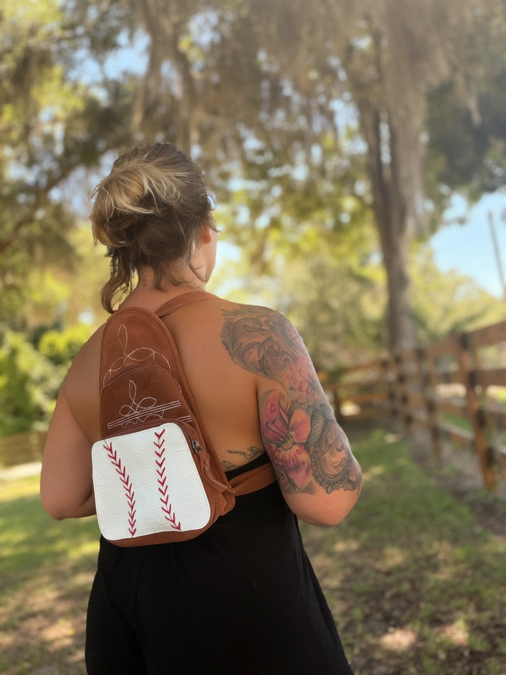 Baseball leather purse bookbag