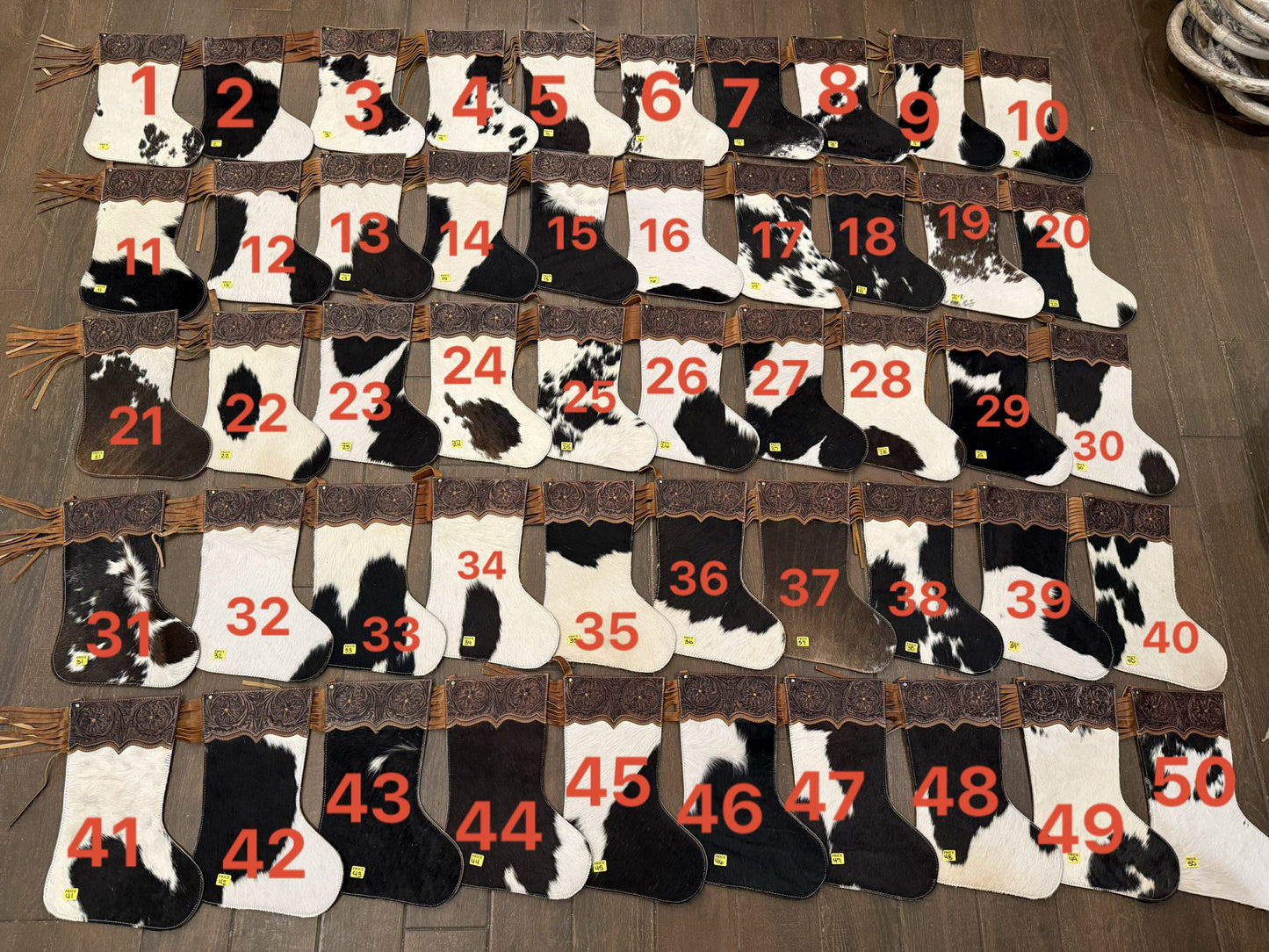 Cowhide 18” stockings! Does not include engraving. Read description