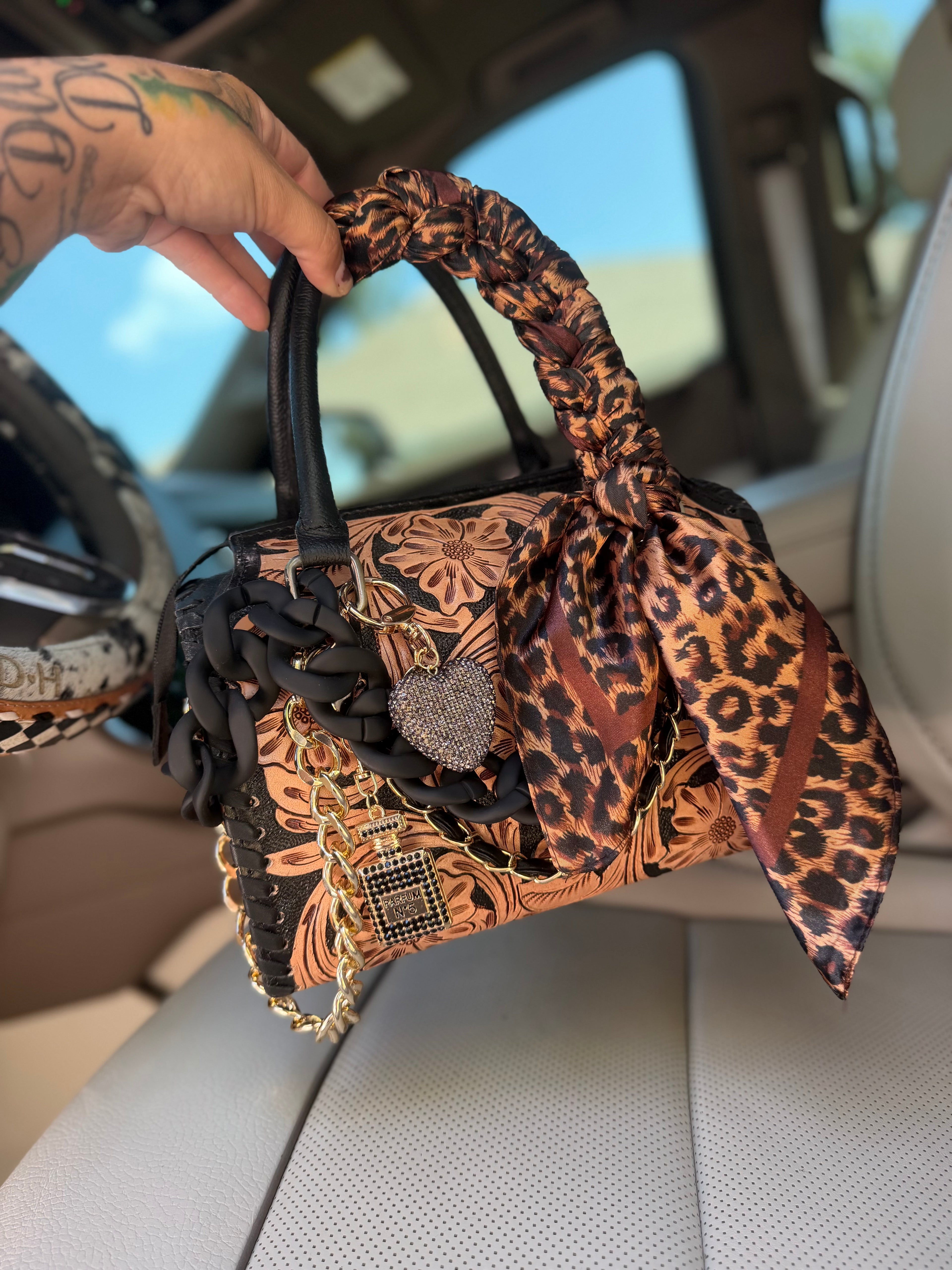 “Midnight Maneater”- tooled leather speedy (M) by the Painted Porches