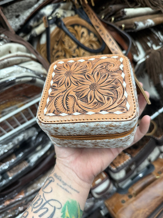 Tooled leather / cowhide Jewelry box