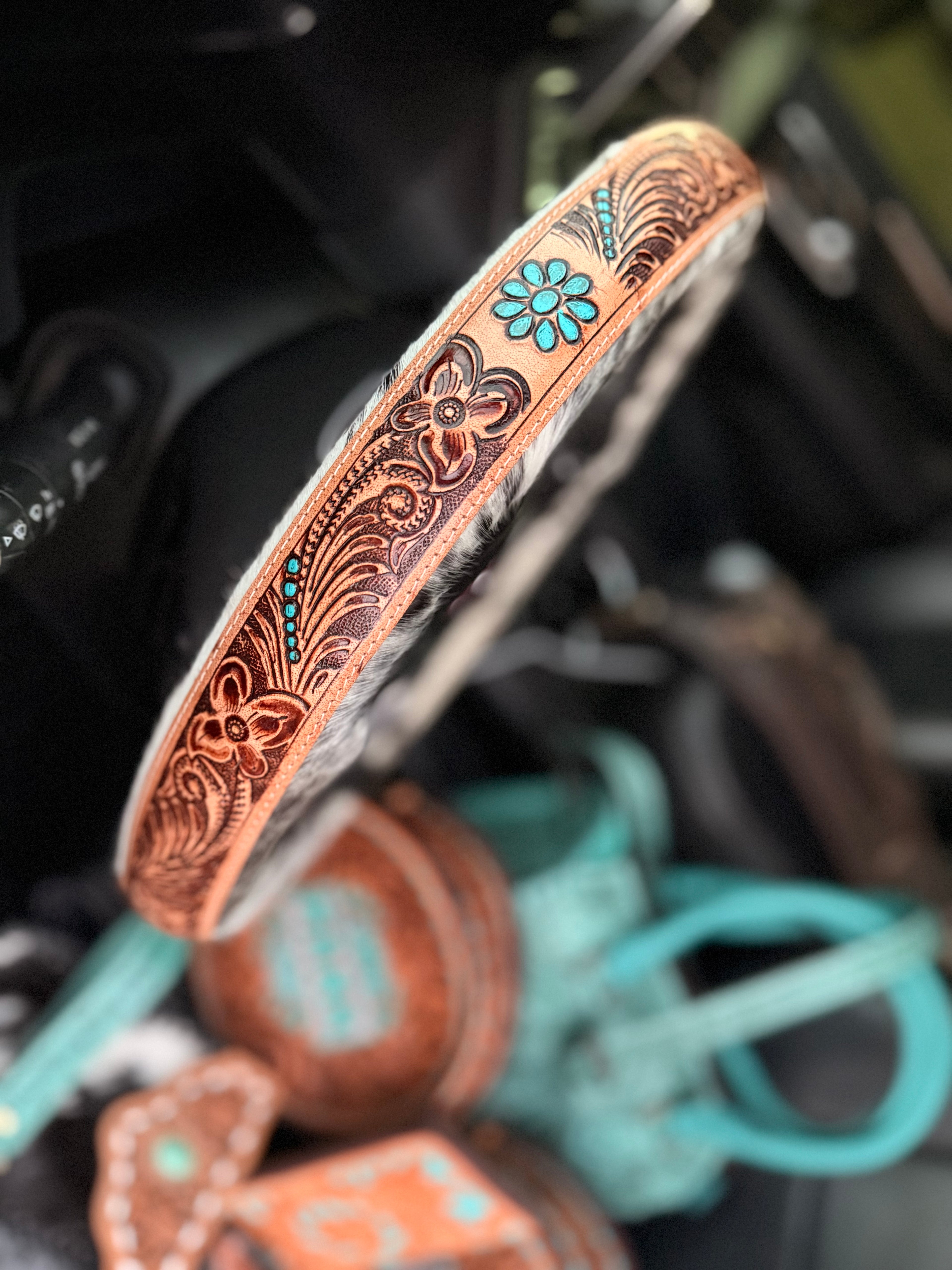 15.5 “ tooled leather cowhide steering wheel cover read description before purchase