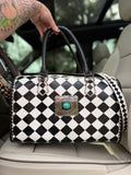 Checker tooled leather speedy duffle (L)