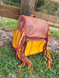 Softball Leather fringe sports themed bookbag