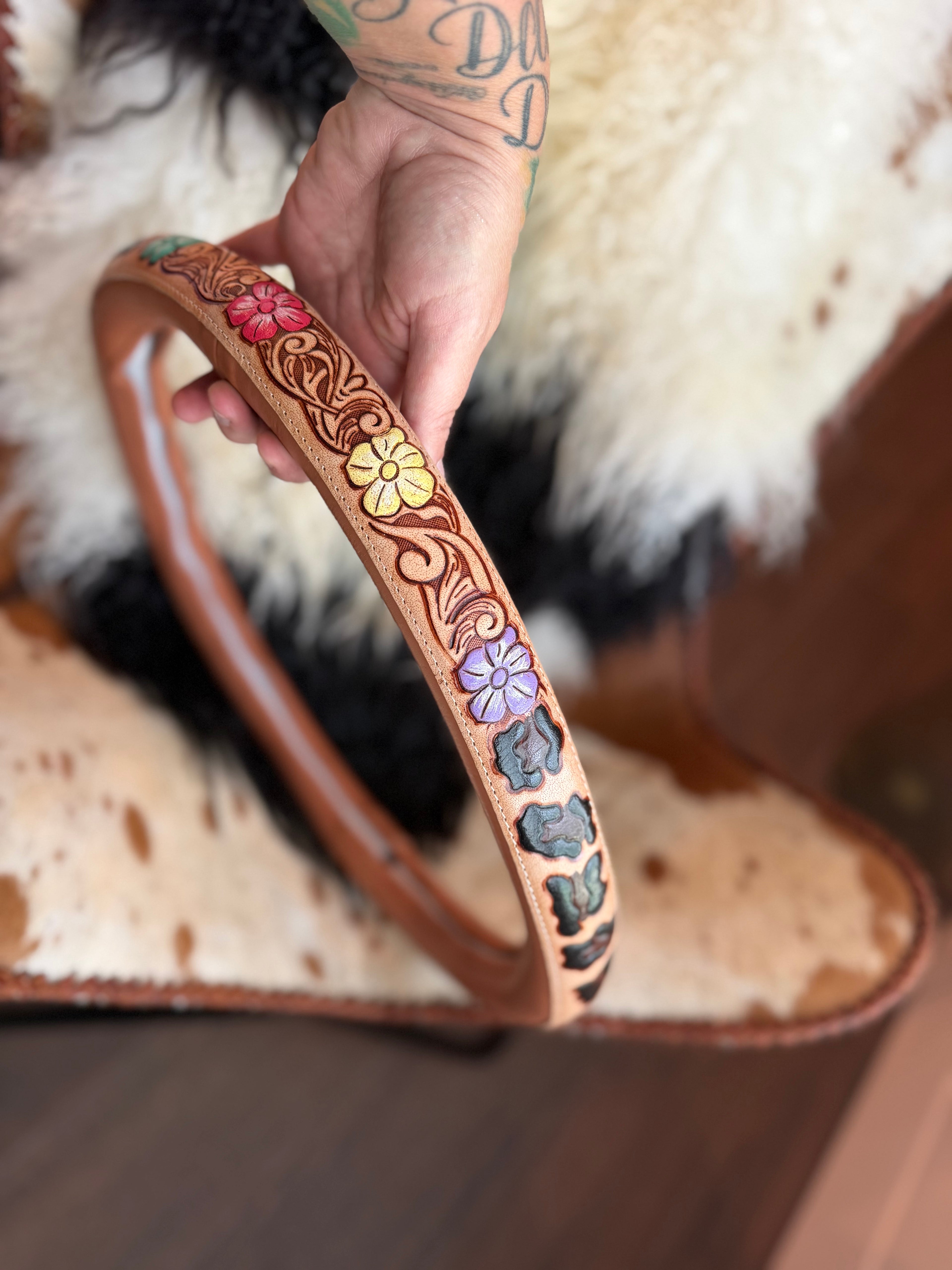 16 “ tooled leather steering wheel cover - read description before purchase