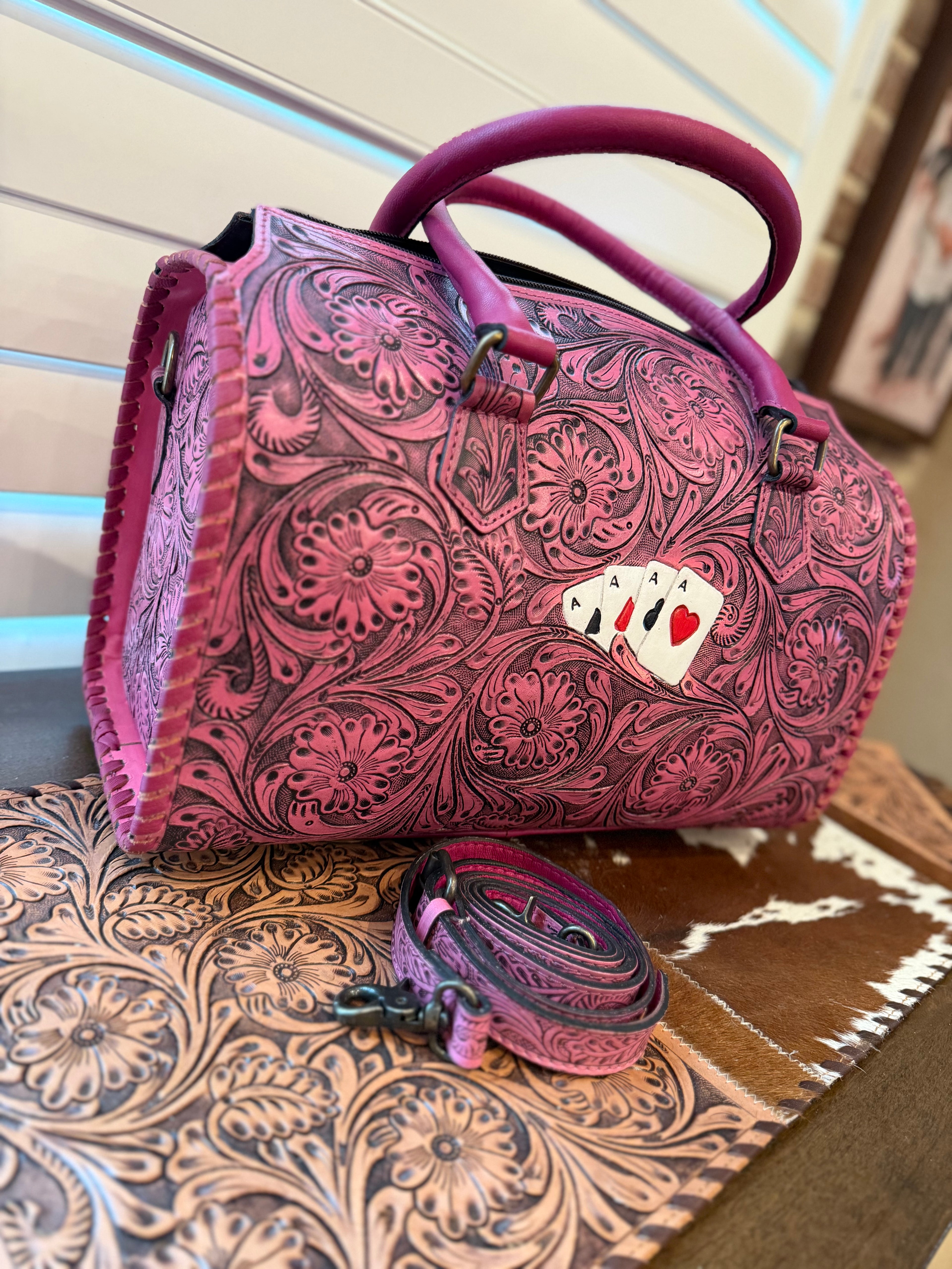 tooled leather speedy duffle (L)