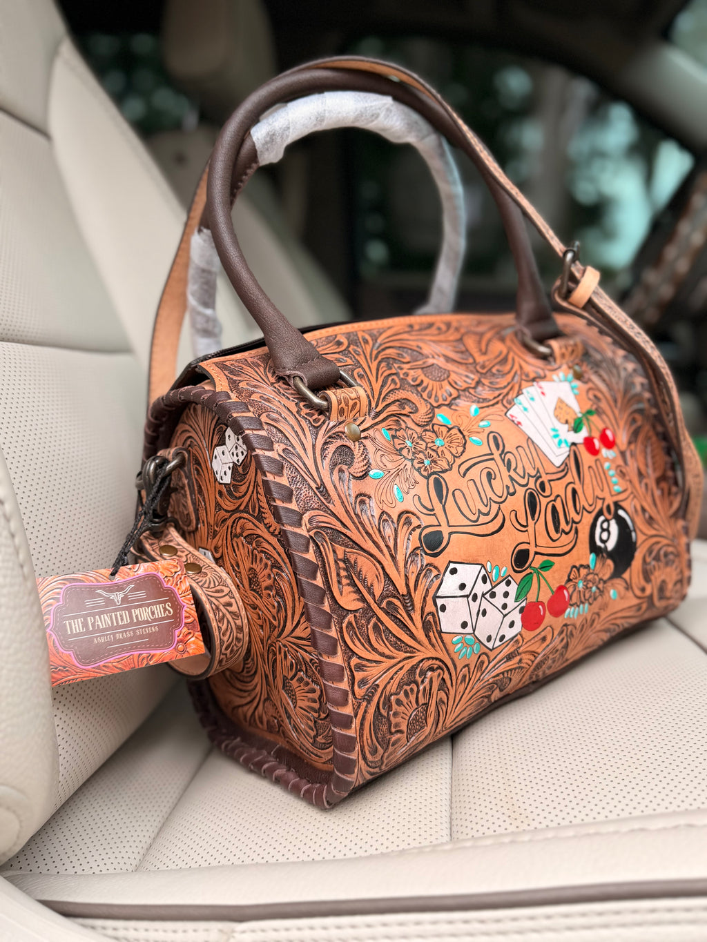 Med/large HAND-PAINTED ARGENTINA LEATHER SPEEDY (very high-quality) exclusive to the painted porches