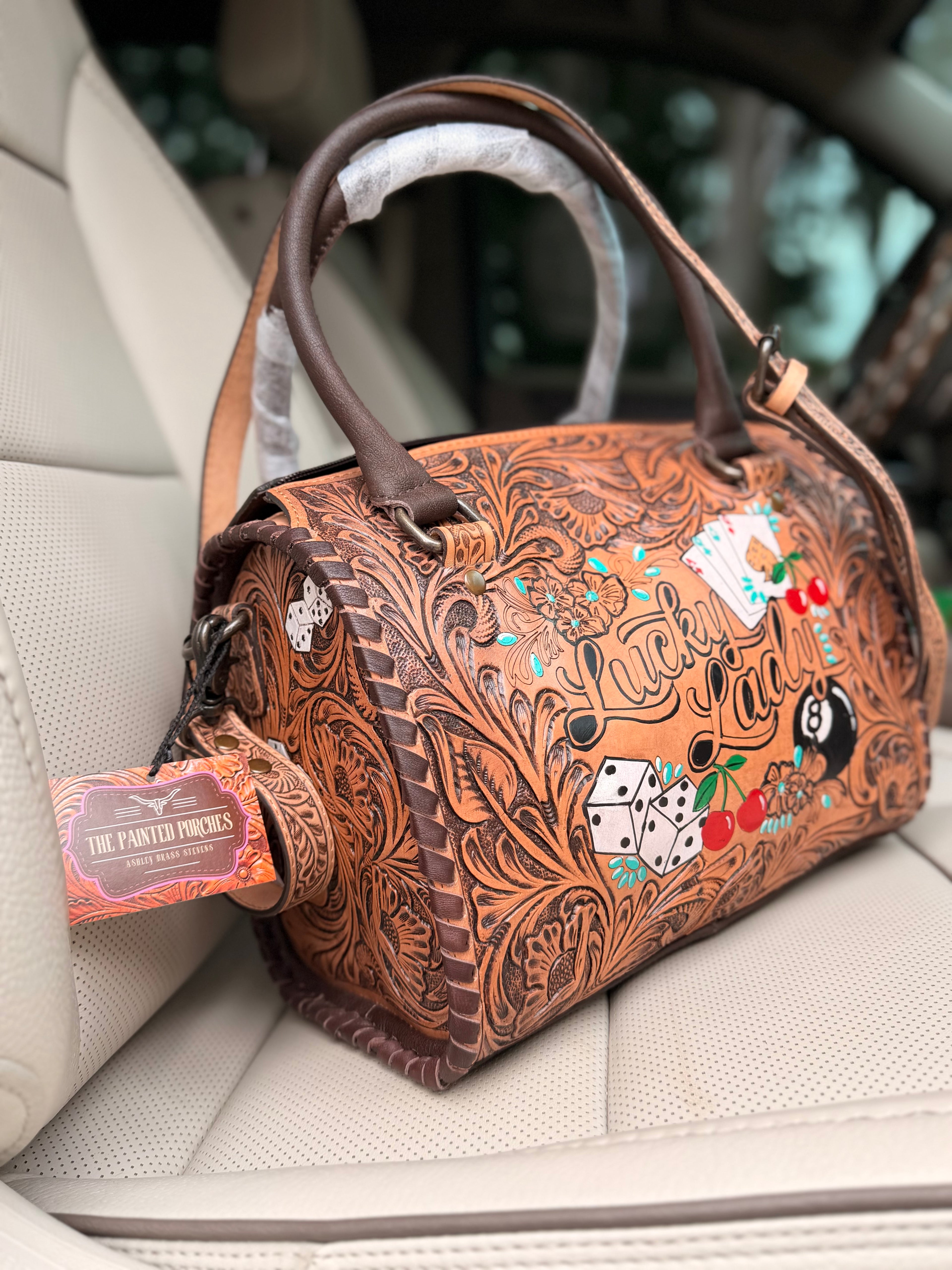 Med/large HAND-PAINTED ARGENTINA LEATHER SPEEDY (very high-quality) exclusive to the painted porches