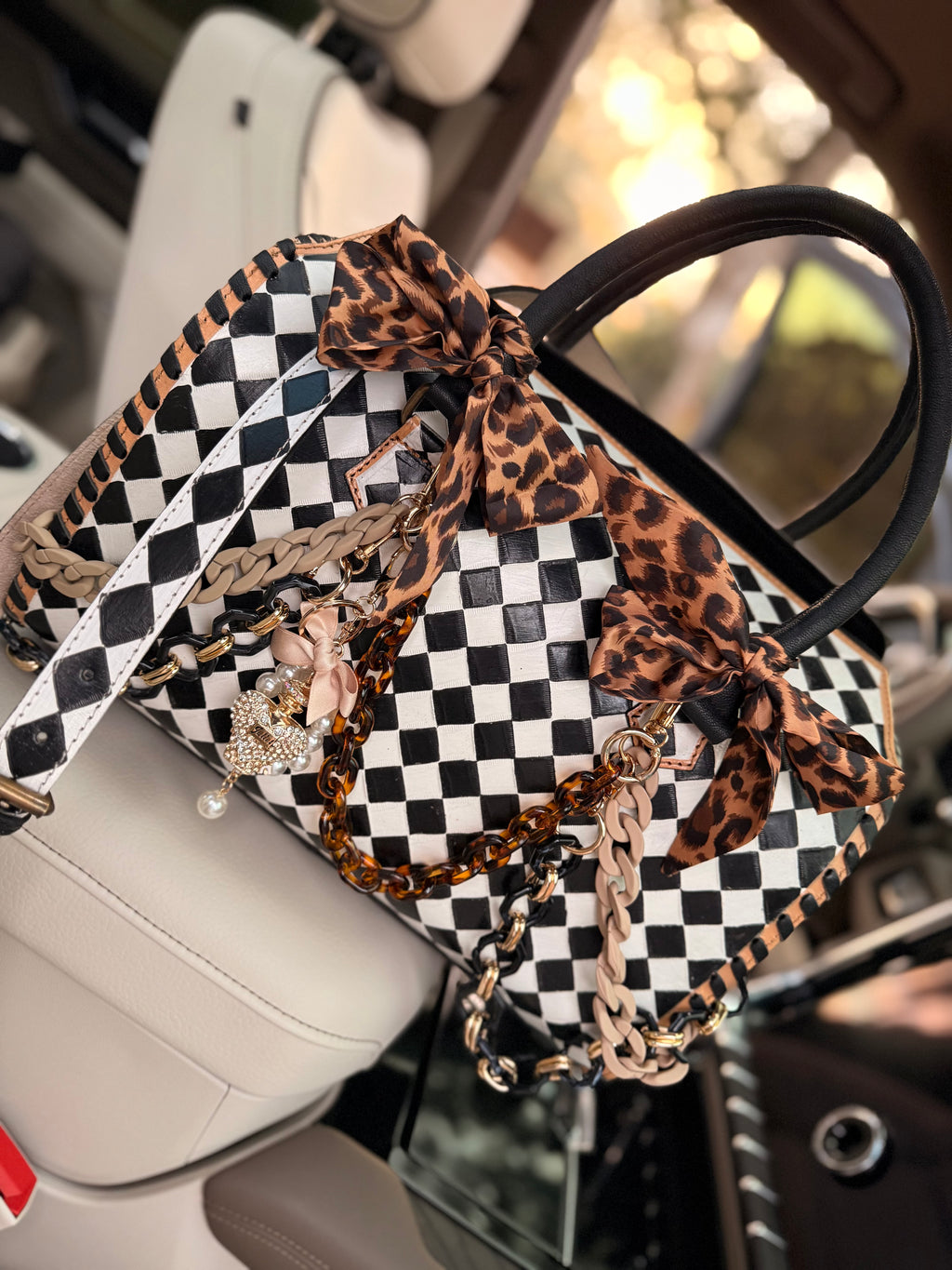 "Wild Card" - checker tooled leather speedy Duffle
