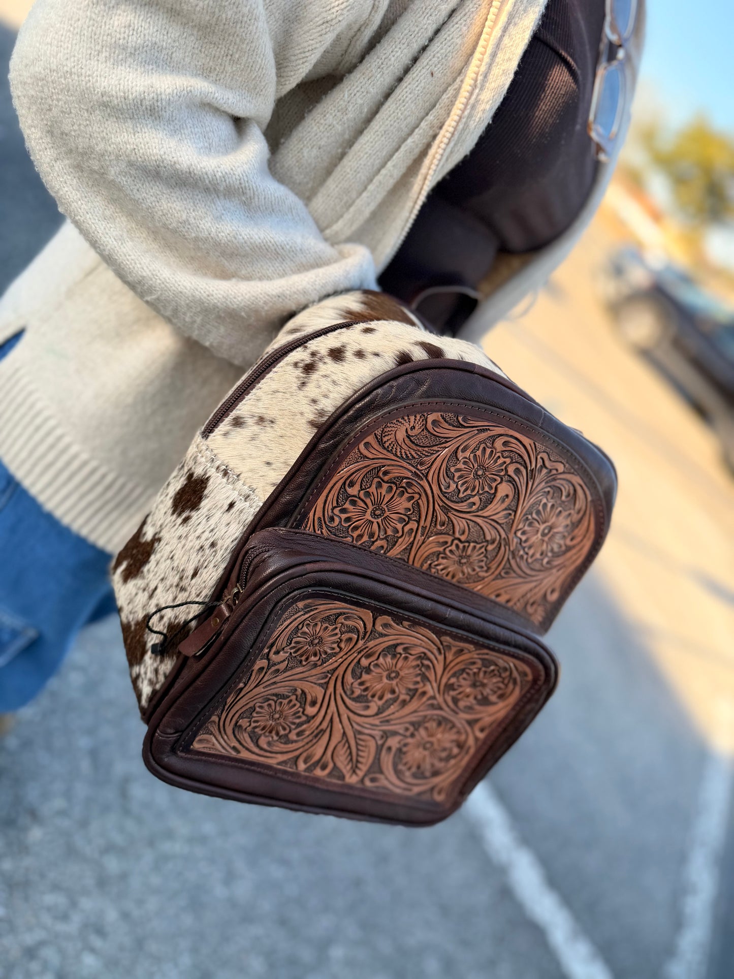 The “Lainey” Tooled leather bookbag - by the Painted Porches
