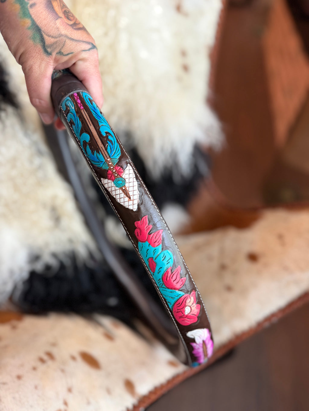 16 “ tooled leather steering wheel cover - read description before purchase
