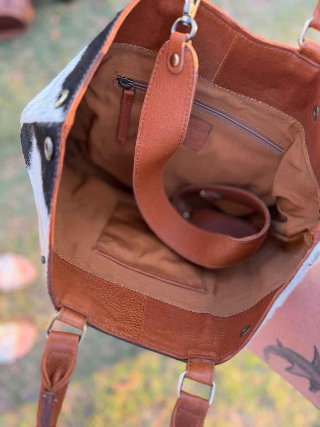 Cowhide and Leather crossbody purse