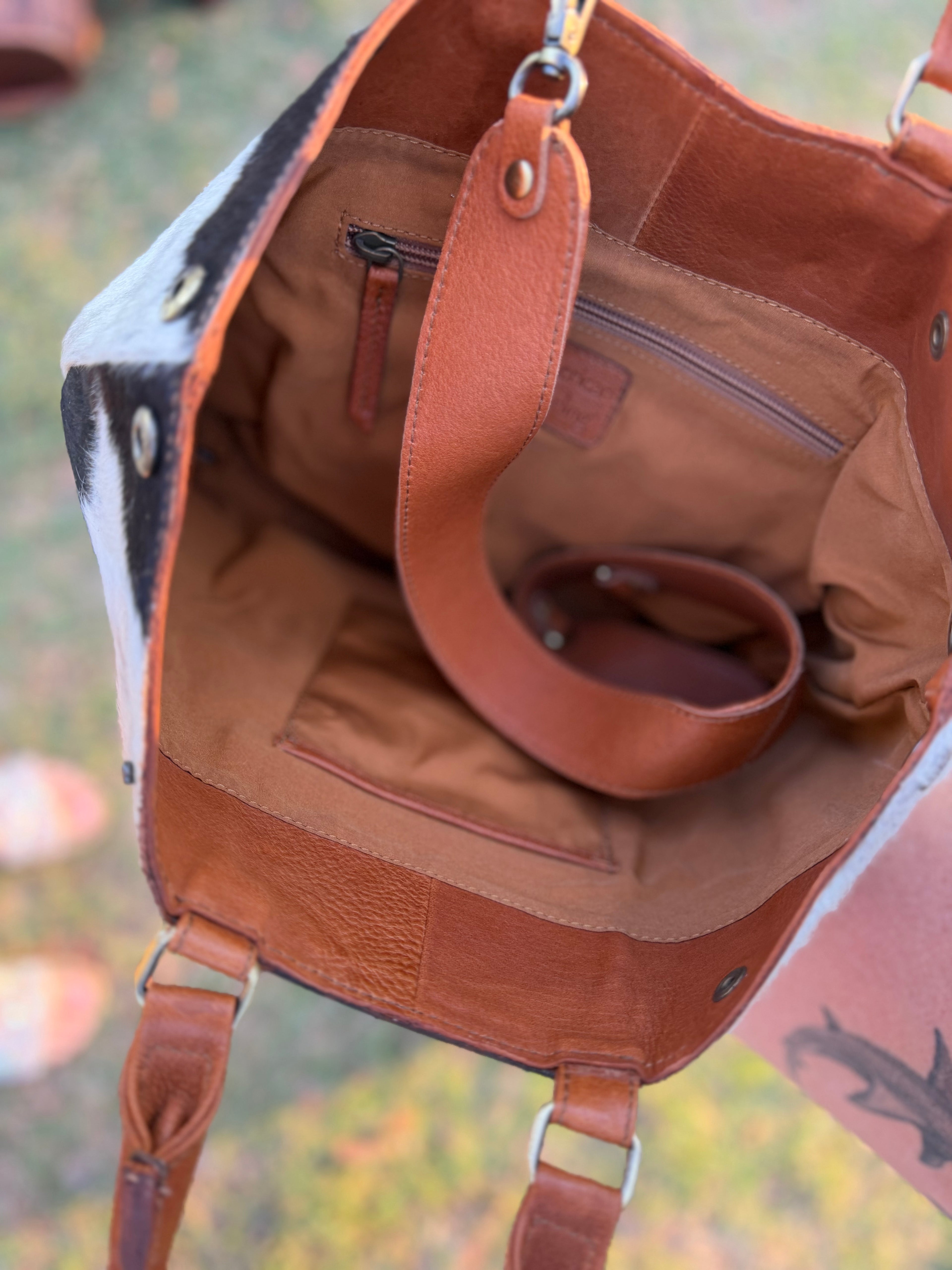 Cowhide and Leather crossbody purse