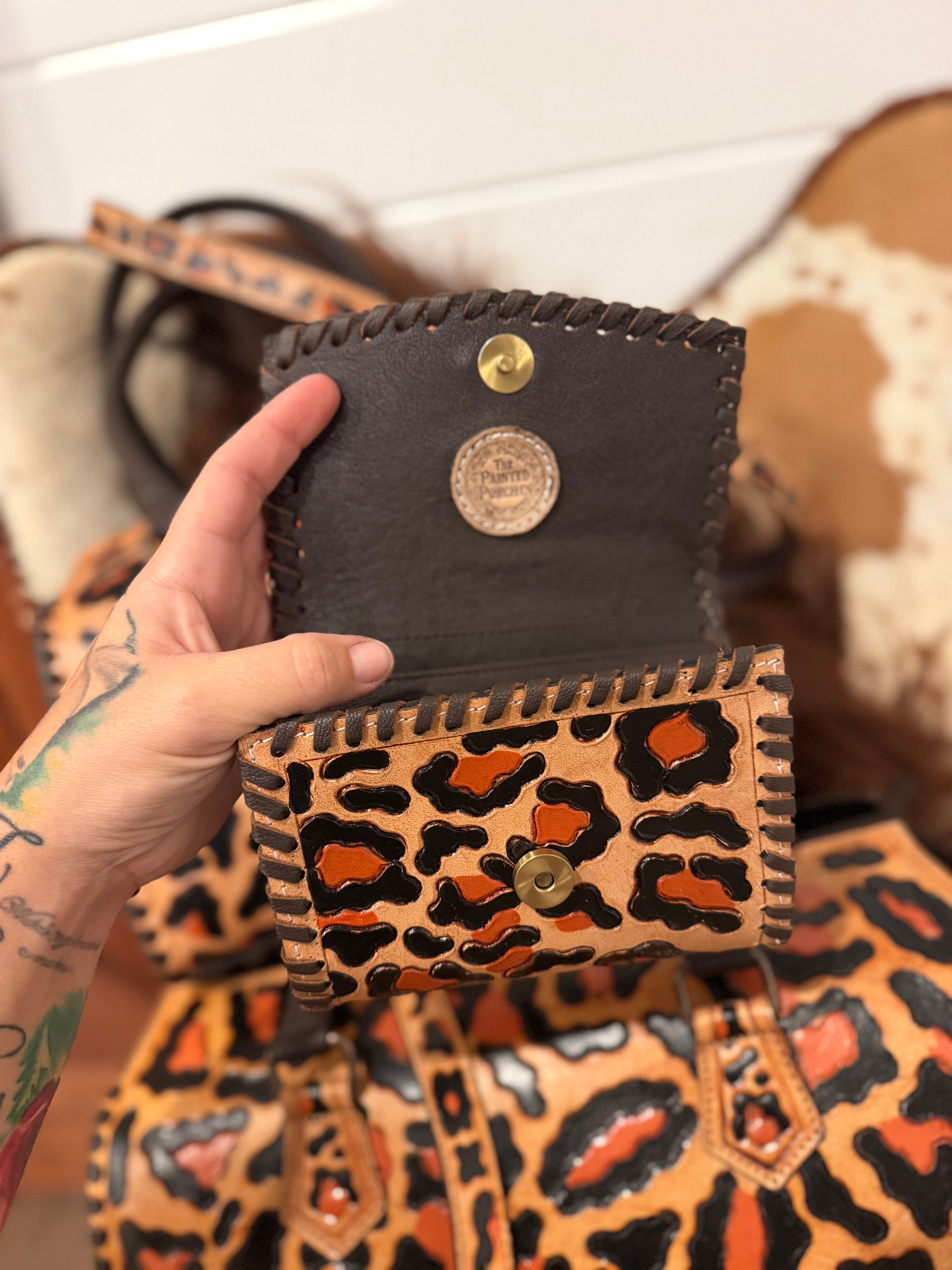 Western cheetah tooled wallet - by The Painted Porches
