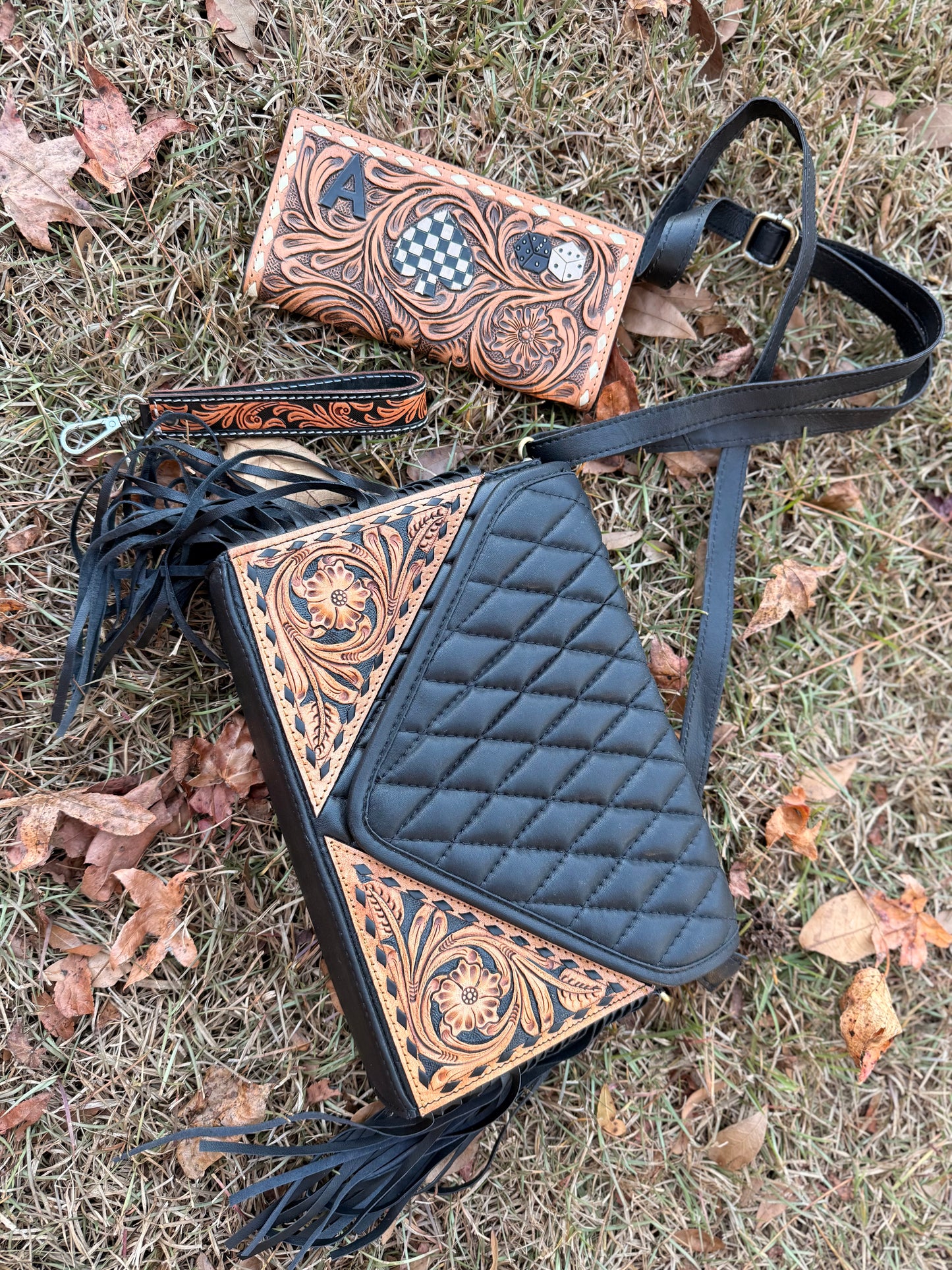 tooled leather 3 piece set