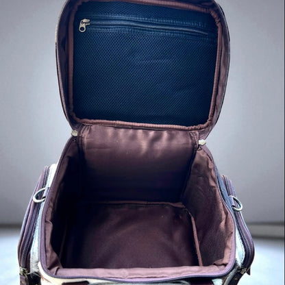 Brown and white hide TOOLED leather/ cowhide Lunchbox