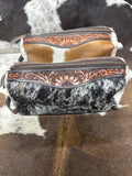 Tooled Leather Cowhide Makeup Bag